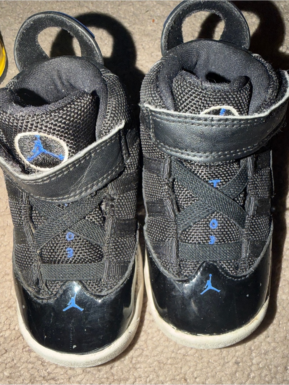 Jordan Kids Black and Blue High-Top Sneakers with Jumpman Logo